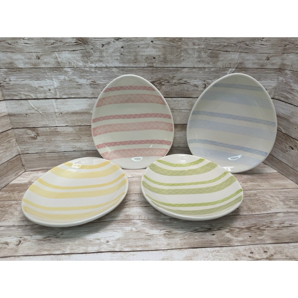 4 Pottery Barn VTG 2003 Easter Egg Dessert Salad Plates Appetizer Ceramic